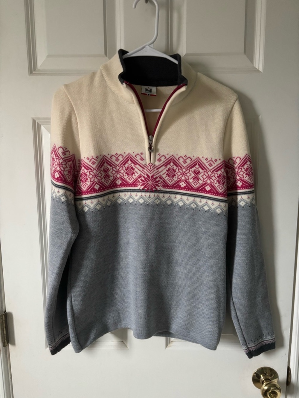 Dale of Norway Nordic Pattern womens Sweater - Cream, Gray & Pink
